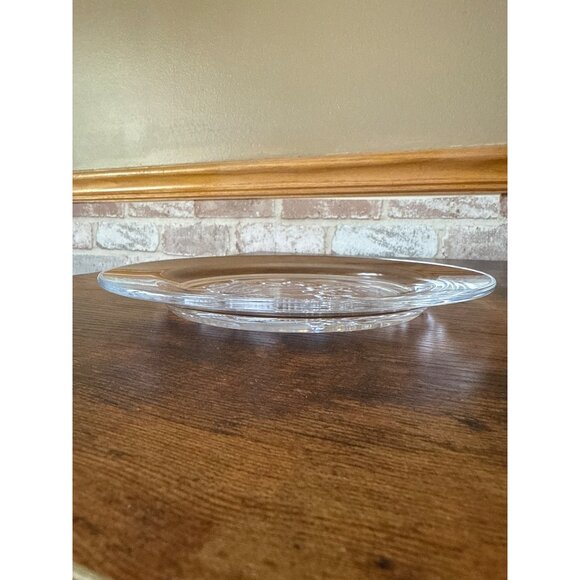 Hoya Japan Crystal Plate With Floral Etching Transparent Glass Decorative Dish - Picture 11 of 13
